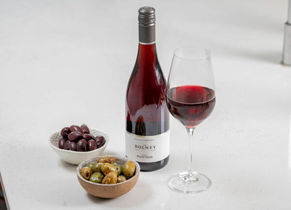 Bolney Pinot Noir with olives