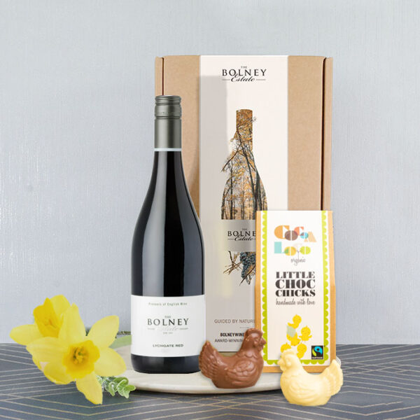 easter wine and chocolate gift box