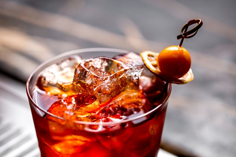 Rosso vermouth in a glass with ice