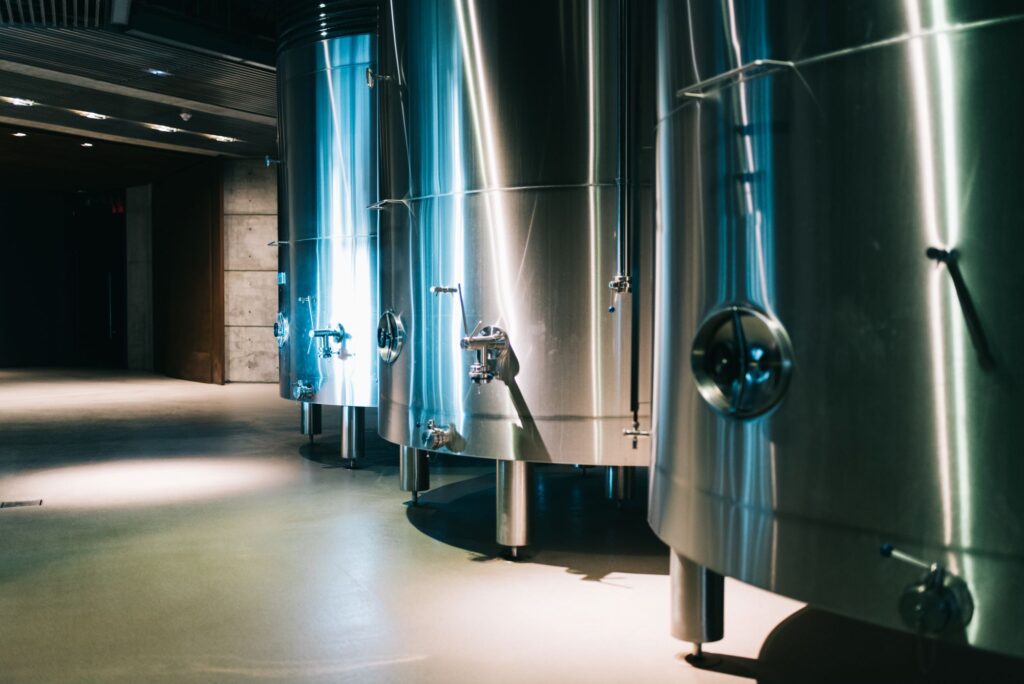 English winery with wine tanks