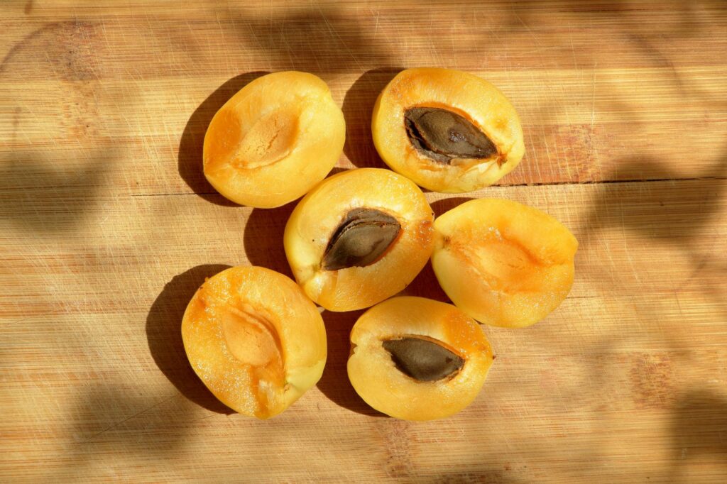 Freshly cut apricots