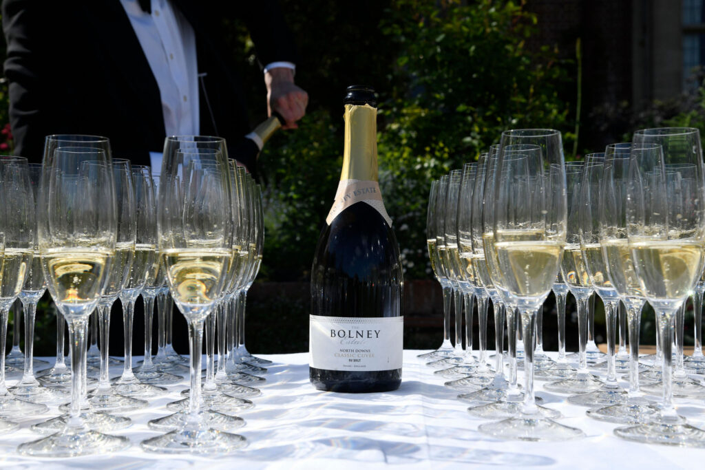 English sparkling wine reception outside