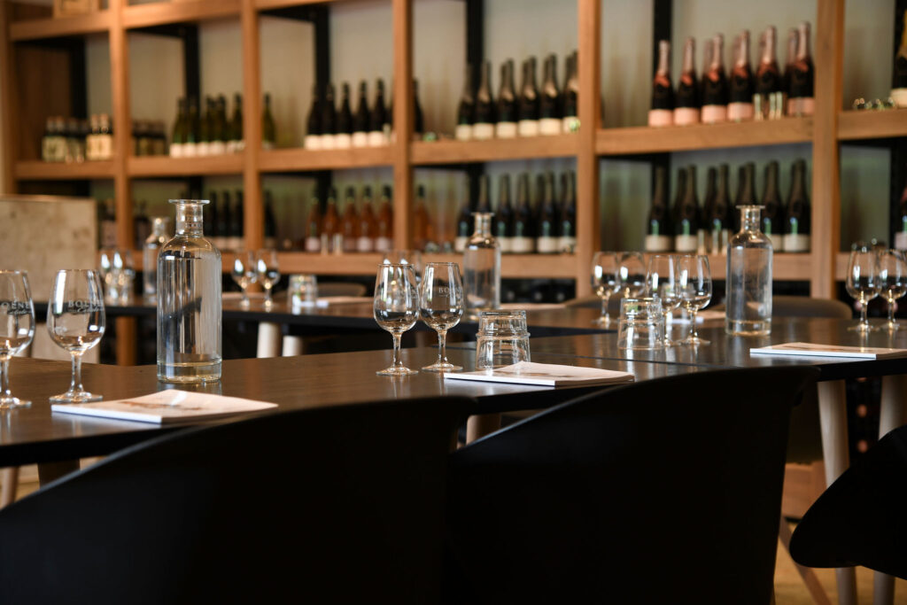 Bolney Estate wine tasting table