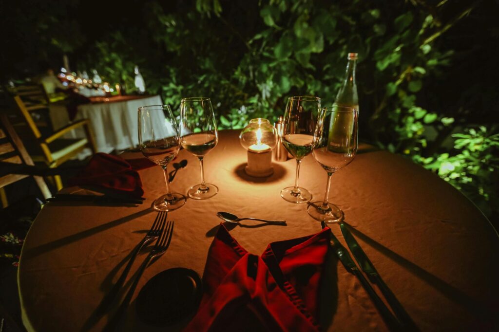 Dinner date restaurant table setting