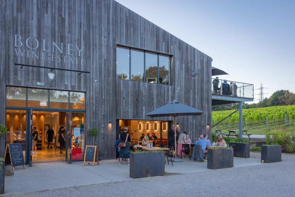 An exterior view of Bolney Wine Estate's cafe and wine bar in West Sussex