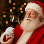 Santa drinking wine