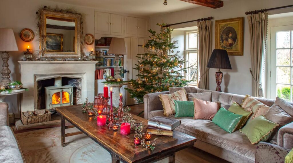 Farmhouse Christmas decor living room