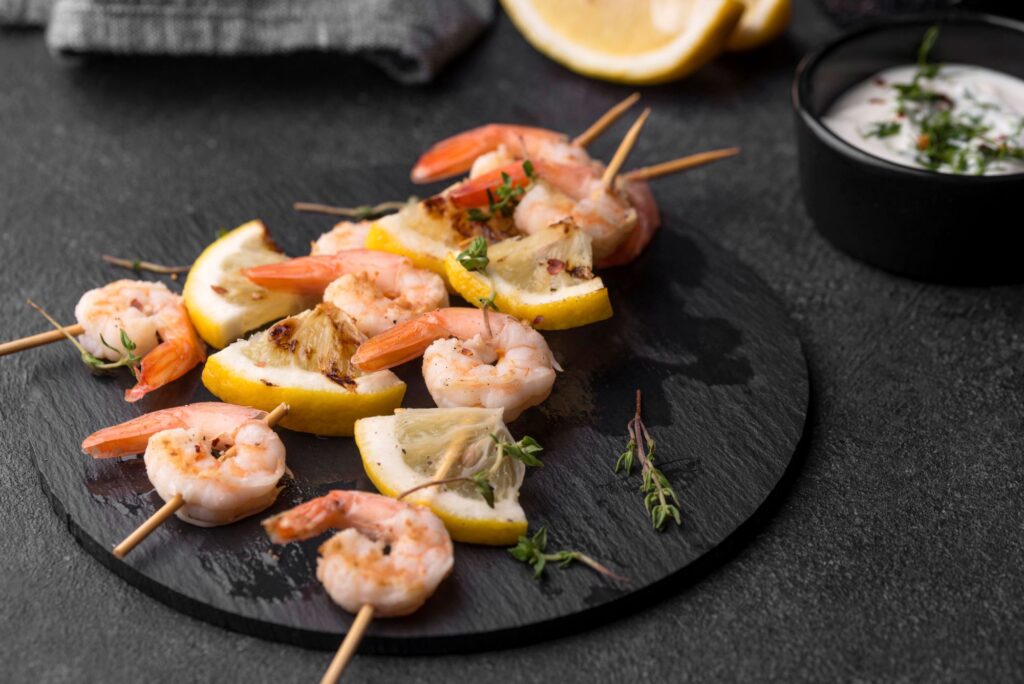 Prawn skewers for NYE
