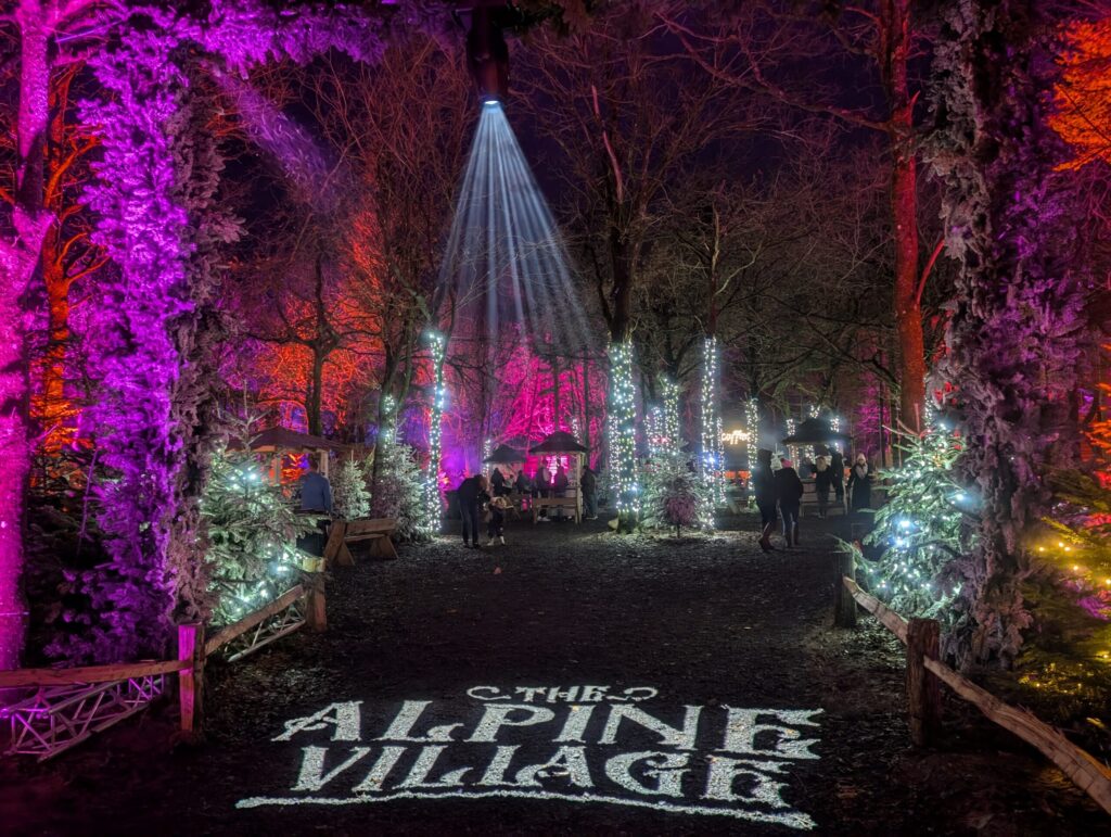 An enchanting light trail at Tulley's Alpine Village in West Sussex