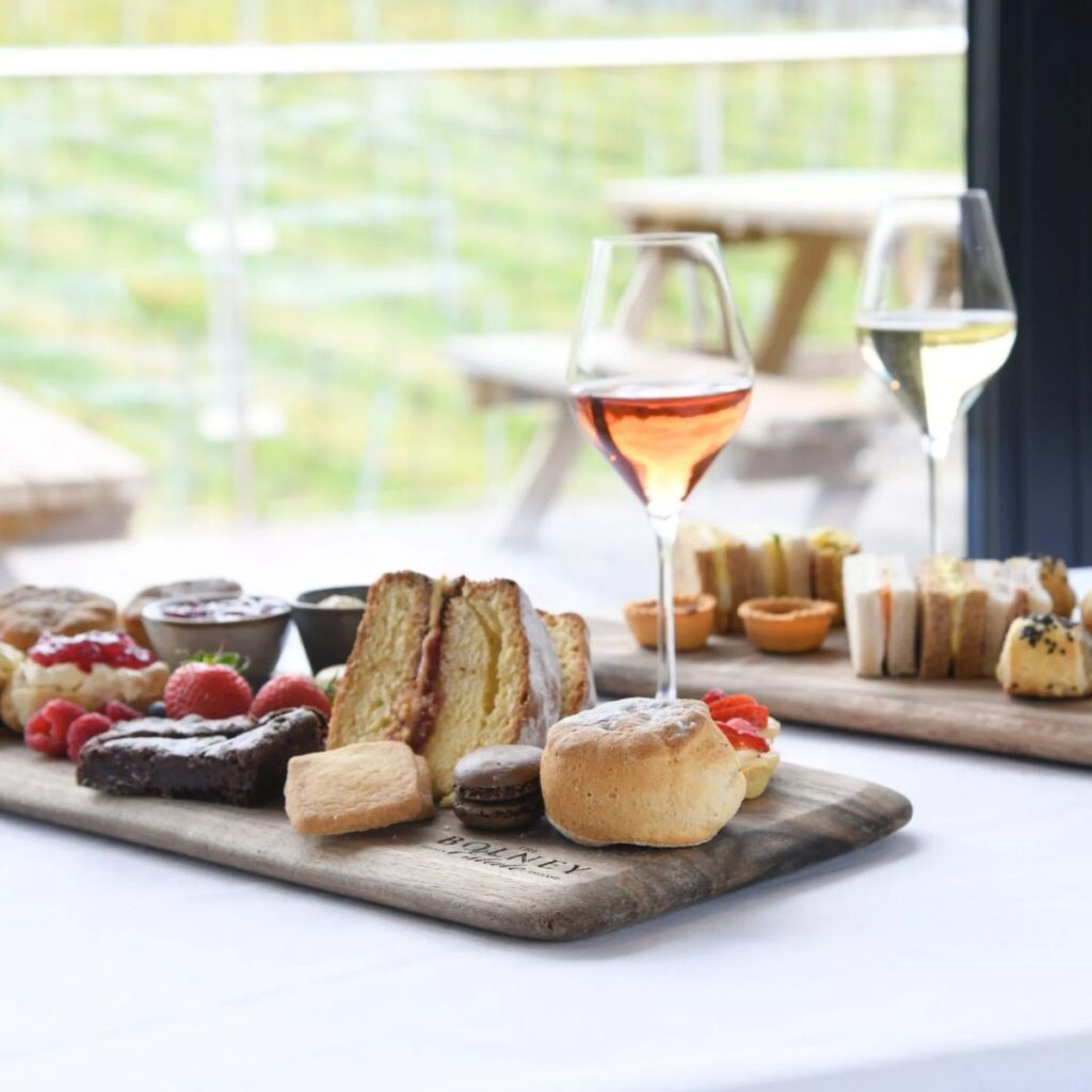 Afternoon tea with English sparkling wine at Bolney Estate in West Sussex