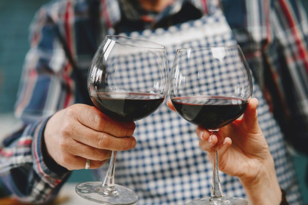 Two large red wine glasses