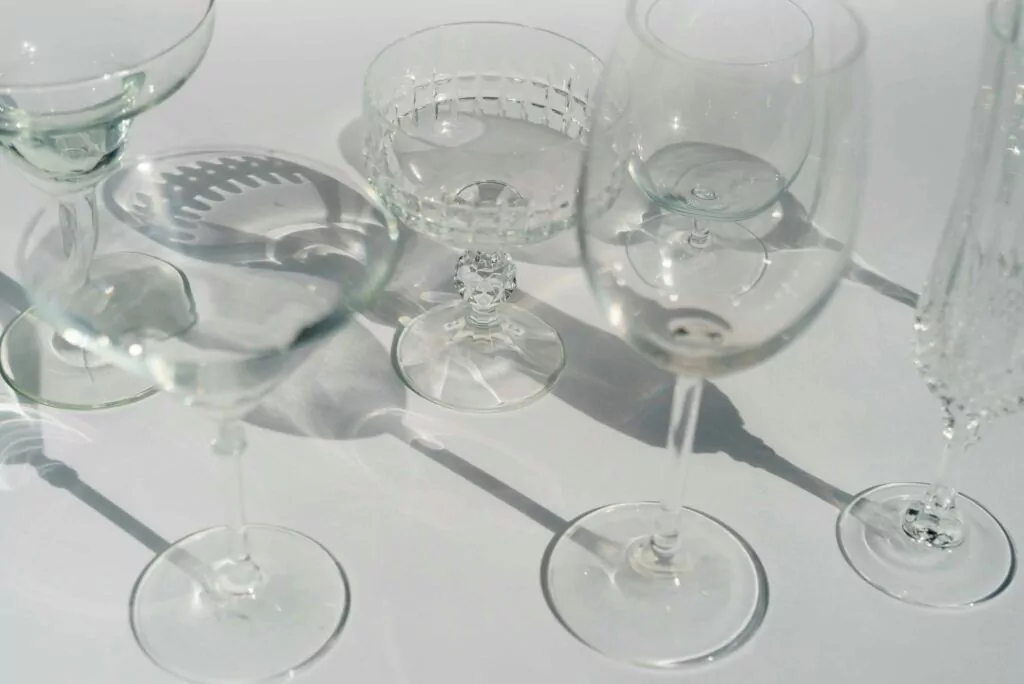 Wine glasses with a white background