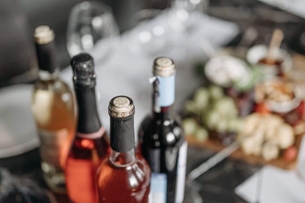 Bottles of wine at a wine tasting experience