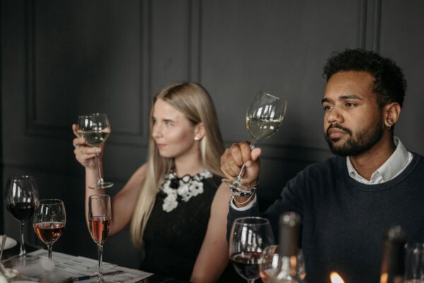 Couple tasting wine