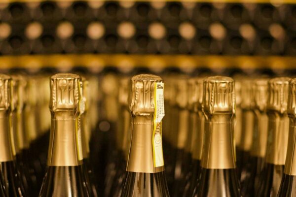 Champagne bottles with mushroom corks and cages