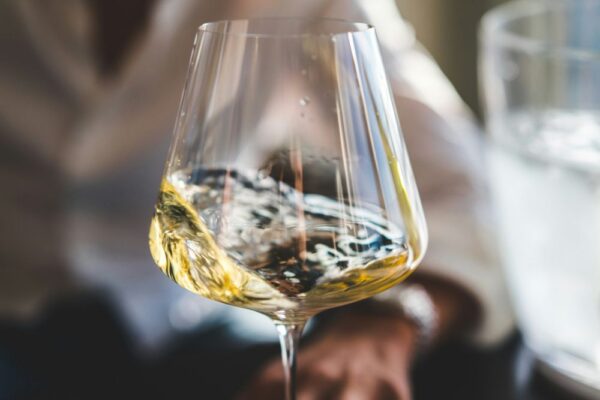 Swirling a glass of white wine