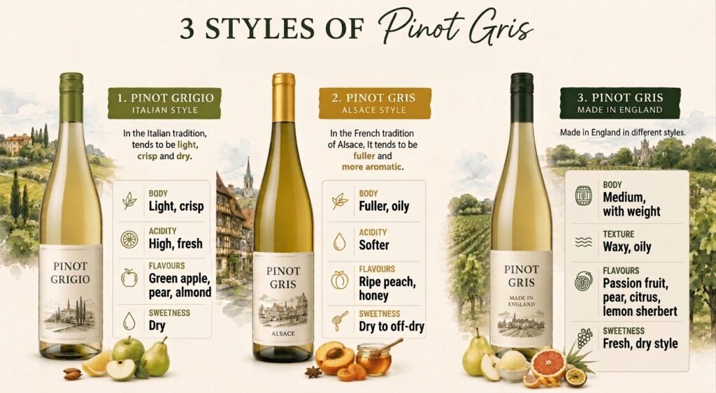 Pinot gris vs pinot grigio styles infographic